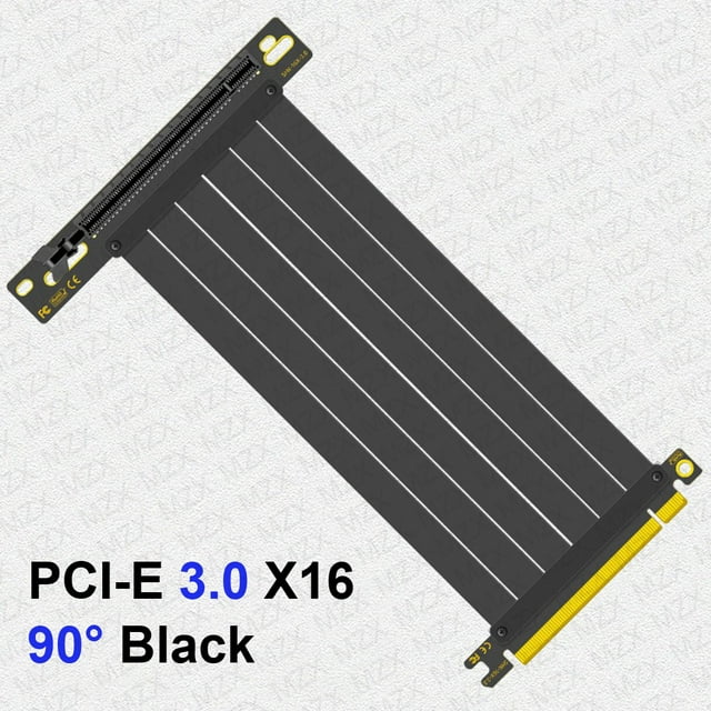 MZX PCI-E 4.0 3.0 X16 Riser Cable 90掳 180掳 Mount Video Graphics Card Extension Shielded Flexible GPU Cord ITX Computer Connector 90 degree 3.0 Black 20cm 7.9inch