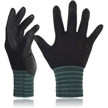 DEXFIT FN320 Black Multipurpose Nylon Work Gloves (Firm Grip, Durable Foam, Medium) - 3 Pairs