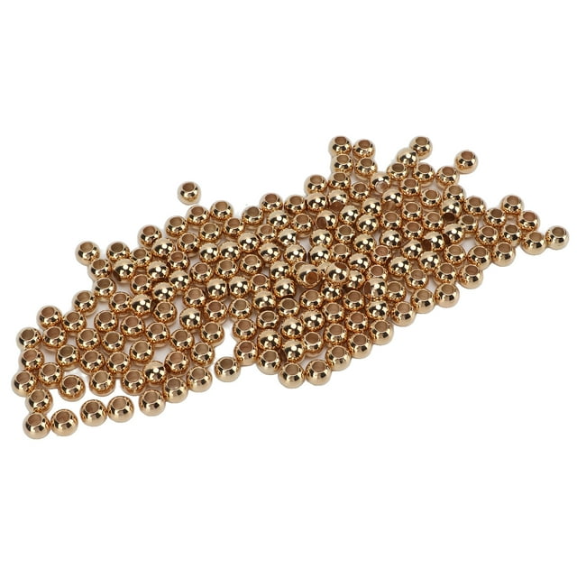 Perles Entretoises, 5mm / 0,2in Ouverture Grand Trou Rond 10mm / 0,4in Espaceurs de Bijoux pour Colliers pour Décorations de Robe 10mm Or