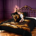 thumbnail image 4 of Manfei Golden Dragon Animals King Size Comforter Sets,Vintage Book Comforters King Size,Black Orange,Black Reversible,3 Pieces,1 Comforter and 2 Pillowcases, 4 of 7
