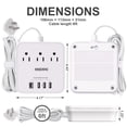 thumbnail image 6 of Power Strip with 3 AC Outlets & 4 USB Ports (1 USB-C), No Surge Protection 6 Ft Extension Cord, Suitable for Office, Home and Cruise, White, 6 of 8