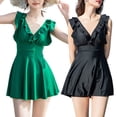 thumbnail image 2 of ZPAQI Women Ruffled Swim Dress Lady Deep V-neck Swimwear One Piece Bathing Suit Skirt, 2 of 15