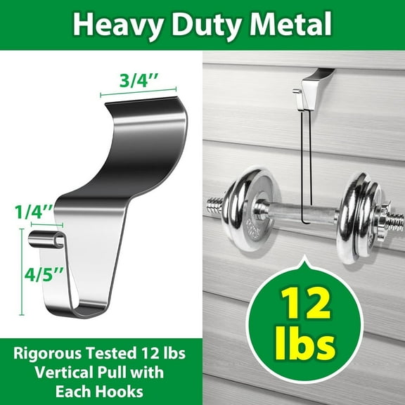 2024 Siding Hooks 5PK – Heavy Duty Stainless Steel Hangers for Vinyl Siding – No Drill Hooks for Lights/Wreaths (11LB Capacity) – Outdoor Decor Clips