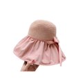 thumbnail image 4 of LinYooLi Bow Vinyl Sun Hat Summer Female Sunscreen Large Eaves Anti -Ultraviolet Hat Hollow Grass Editing Versatile Fisherman Hat, 4 of 6