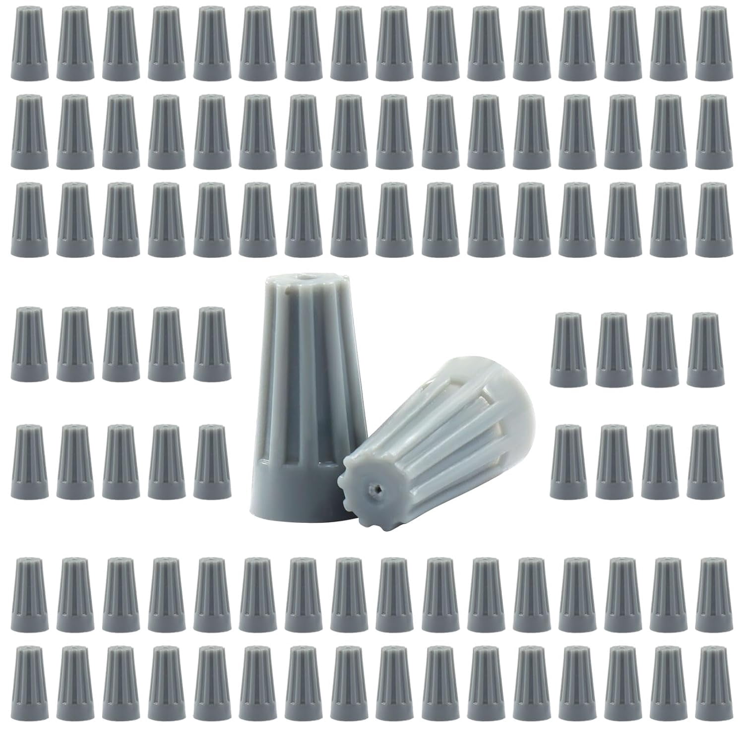 100-pack wire caps 122-16 gray, with spring lock and insulated electrical connection twist-on screw connectors, suitable for household and commercial wiring projects