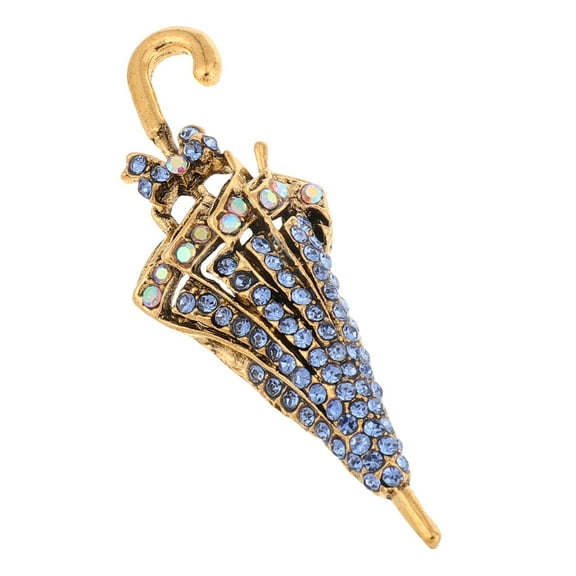 Masteelf  Umbrella Brooch Dress Pin Clothing Lapel Rhinestone Jewelry Man Blue
