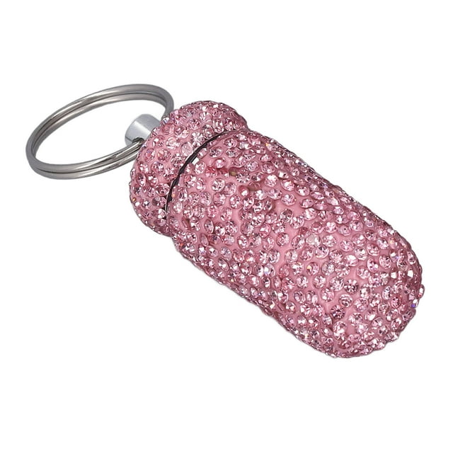 Boîte à Pilules Portable Étanche avec Porte-Clés, Distributeur de Médicaments Bling pour Voyage, Camping