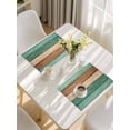 thumbnail image 5 of Farmhouse Teal Brown Placemats Set of 4, Vintage Wooden Striped Placemats for Dining Table, Place Mats for Kitchen Tabletop, Waterproof Wipeable Dining Table Mats Set, 5 of 9