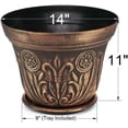 thumbnail image 4 of Large Medieval Plastic Flowerpots, Set of 2 Planter and 2 Saucers (4 Pieces) for Garden Patio Office Ornaments Home Decor Long Lasting Reusable Light Weight, 4 of 4