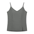thumbnail image 6 of SSZMDLB Women Sleeveless Tank Tops V Neck Summer Basic Tee Casual Soft Cotton Shirt Vest Camisole Solid Color Vacation Outfits Workout Clothes, Gray M, 6 of 7
