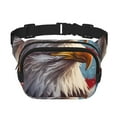 thumbnail image 1 of Saiise Sac Banane à Double Compartiment Motif Pilote Aigle Chauve Sac de Taille Carré Réglable Mains Libres Ceinture de Course Randonnée Sécurité Voyage Bandoulière en Sergé, 1 of 9