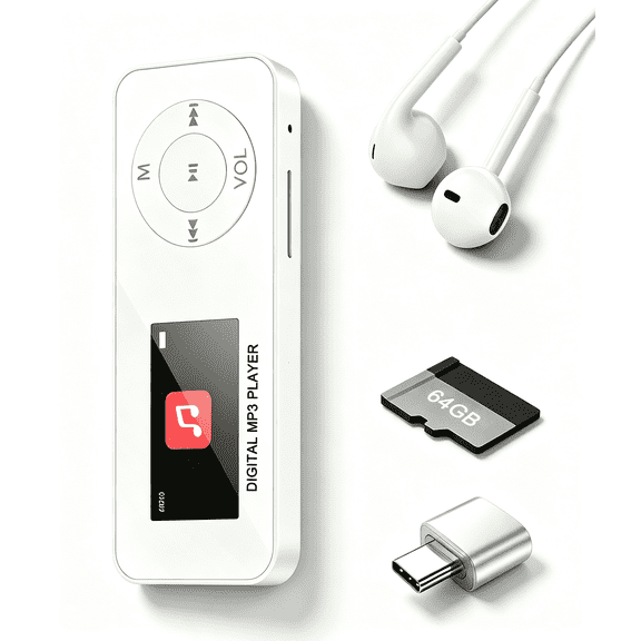 MUSICOZY Bluetooth MP3 Player with Built-in Speaker, 1.1 Inch Mini Digital Music Player, Portable Lossless Audio Player, Support TF Card, Voice Recorder, FM Radio for Students, Running, Travel