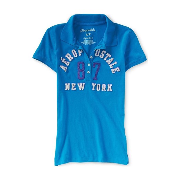 Aeropostale Womens 87 New York Polo Shirt, Azul, X-Small Aeropostale Polo