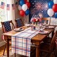 thumbnail image 7 of 4th of July Red White Blue Plaid Table Runner, Independence Day Patriotic Checkered Polyester Linen, Holiday Decor for Dining Kitchen Table, 7 of 7