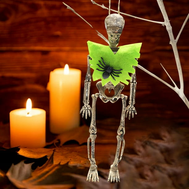 Colgante de esqueleto de Halloween verde, colgante de esqueleto humano