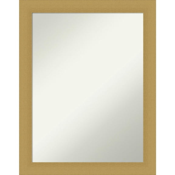 Grace Brushed Gold Non-Beveled Wood Bathroom Wall Mirror