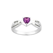Freestyle, Sterling Silver Heart Birthstone Class Ring, Personalized, High School or College Graduation
