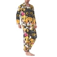 thumbnail image 2 of Naloa Cute Cat Cartoon Men’s Pajamas Set - Long Sleeve Button Down Sleep Shirt and Pajama Bottoms Sleepwear Set-Large, 2 of 7