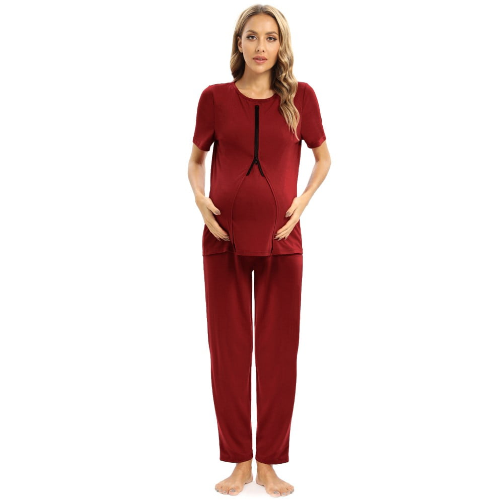 Women's Maternity Nursing Pajama Set Breastfeeding Sleepwear Set Double ...