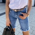 thumbnail image 4 of EaskTriop Women's Ripped Stretchy Denim Shorts High Waisted Frayed Raw Hem Slim Fit Bermuda Shorts Summer Casual Distressed Jorts Trendy, 4 of 6