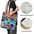 thumbnail image 3 of Akedo Ultimate Bolso de tela con estampado de lienzo para mujer, bolsa de compras reutilizable y estética, con cremallera interior, regalo para mujer,40*45cm., 3 of 6