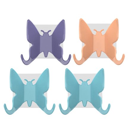 Masteelf Decorative Shaped Shower Hooks with Suction Cups for Bathrooms in Assorted Colors PP Material 4pcs