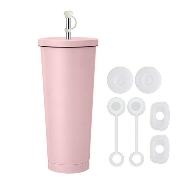 Juego de 6 tapones antiderrames para vasos de 40 y 30 oz. Incluye 2 tapas para popote, 2 tapones cuadrados y 2 tapones redondos antiderrames.