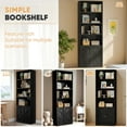 thumbnail image 6 of Furmax 1 Piece 4-Shelf Farmhouse Bookcases 4-Tier Bookshelf with Adjustable Shelves&Doors,Storage Cabinet for Home Living room,Kitchen,Office,Black, 6 of 7