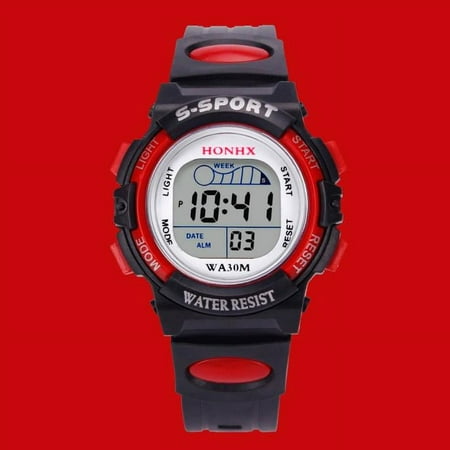 amousa Watch Waterproof Children Boys Digital LED Sports Watch Kids Alarm Date Watch Gift RD