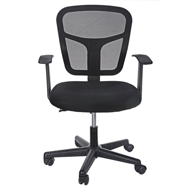 Black Office Chair Mid Back Swivel Desk Chair Mesh Chair with Armrest