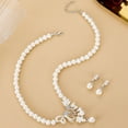 thumbnail image 3 of Eosunjian 2Pcs/Set Wedding Rhinestone Flower Pendant Jewelry Set Imitation Pearl Adjustable Necklace Drop Earrings Set Silver, 3 of 13