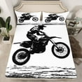 thumbnail image 2 of Manfei Dirt Bike Twin Sheet Sets,Extreme Sport Theme Twin Fitted Sheet,White Black Flat Sheet For Boy,Breathable Home Decor,3 Pieces, 2 of 7