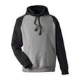 thumbnail image 4 of Team 365 TT96CB Unisex Zone HydroSport Heavyweight Colorblock Hooded Sweatshirt-DK GRY HTHR/ BLK-L, 4 of 6