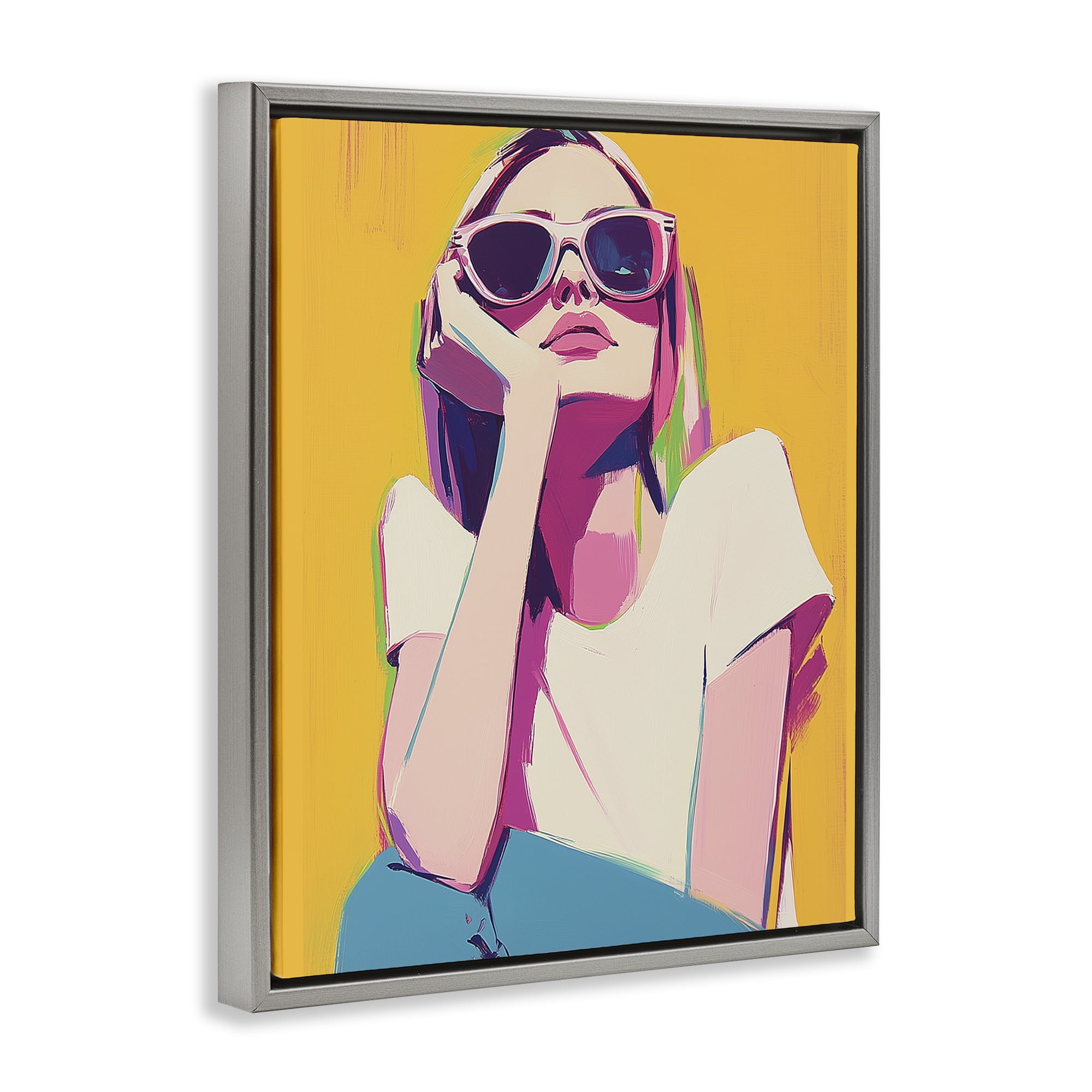 Stupell Industries Chroma Shades Girl Gray Framed Floater Canvas Wall Art, design by Walker Noble