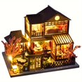 thumbnail image 4 of DIY Mini Dollhouse Kit with LED Light, Japanese Sakura Garden Model for Home Display, 4 of 11