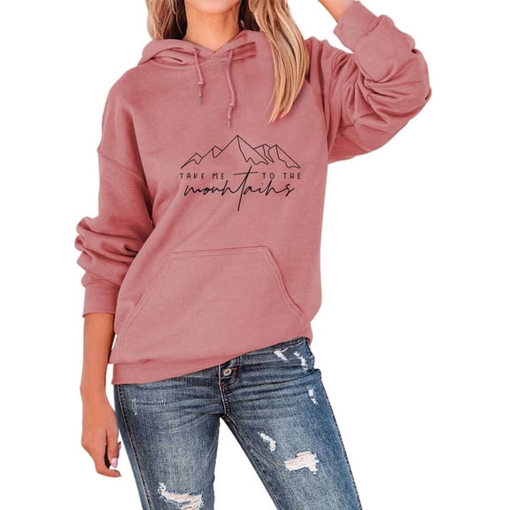 Bibifish Womens Hoodies Mountain Graphic Long Sleeve Hoodies With Pocket Oversized Fit Casual Hiking Trips Outdoor Adventures Stylish Wear For Ladies