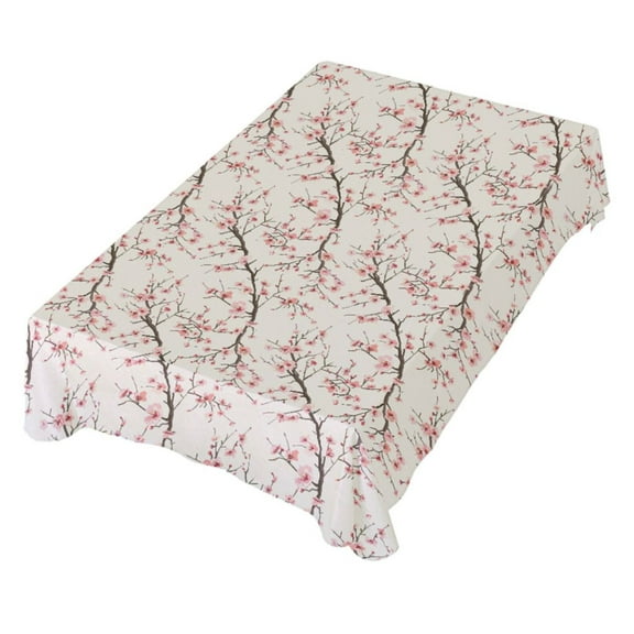 JSTEL Cherry Blossom Sakura Flower Floral Table Cloth Rectangle 60 x 120 Inch Tablecloth Anti Wrinkle Table Cover for Dining Kitchen Parties