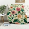 thumbnail image 4 of Creowell Flower Pattern Green Leaves Flannel Blanket, Multi-Purpose Cozy Gift 30*40in, 4 of 7