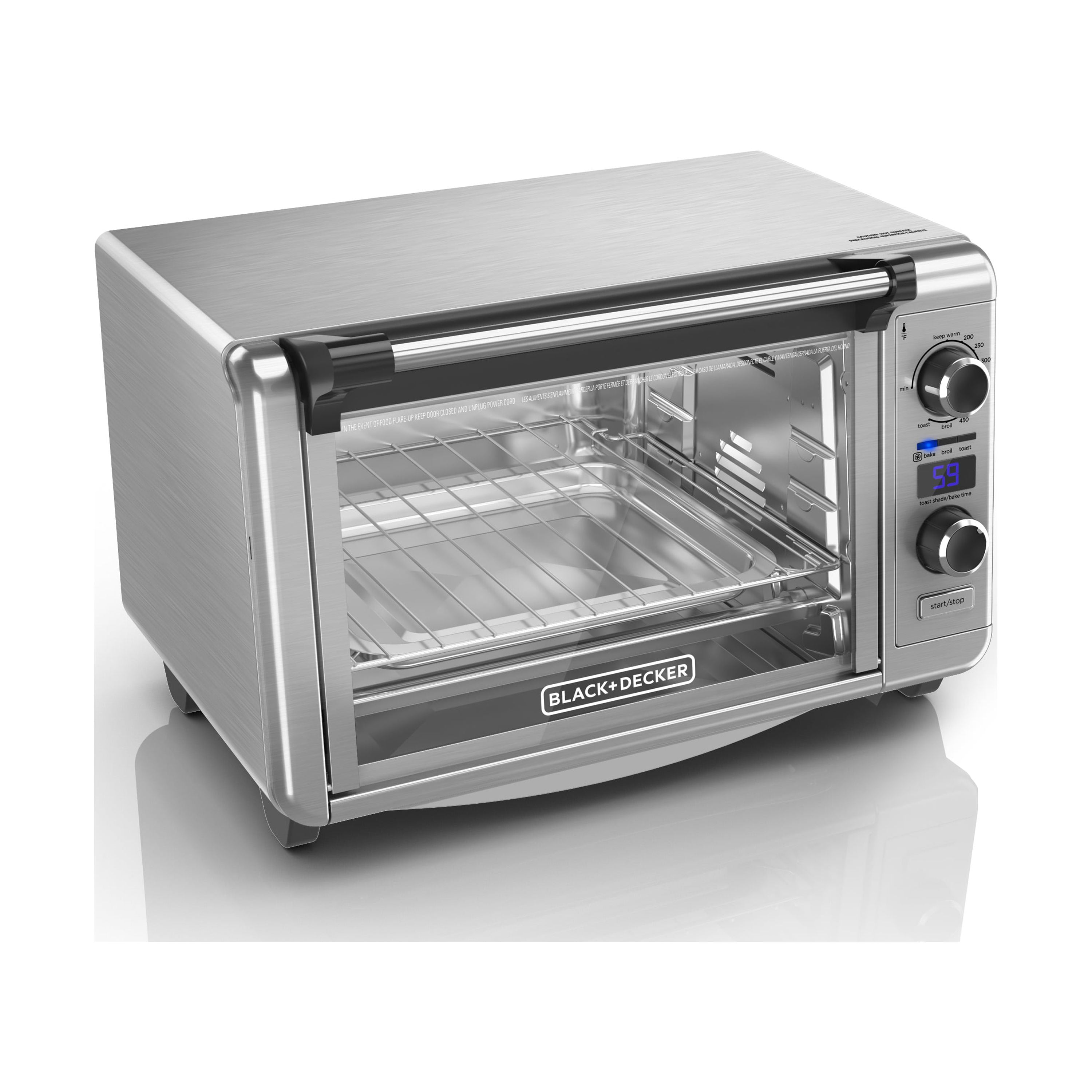 BLACK+DECKER 1500 W 8-Slice Black and Silver Countertop Convection Toaster  Oven with Temperature Controls 985118637M - The Home Depot