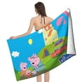 thumbnail image 4 of Peppa Pig Toalla de playa de secado rápido con diseño temático, regalo para mujeres y niñas, ideal para cumpleaños, fans, amantes de la música, uso en la playa o al aire libre, 78 × 150 cm, 4 of 6