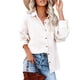 thumbnail image 4 of Camisa de mujer Casual Qarigey Blusa de pana abrigo de otoño Blanco L, 4 of 6