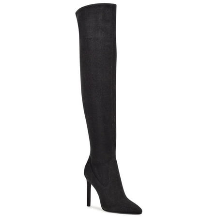 

NINE WEST Womens Black Stretch Tacy Pointed Toe Stiletto Zip-Up Dress Boots 8.5 M