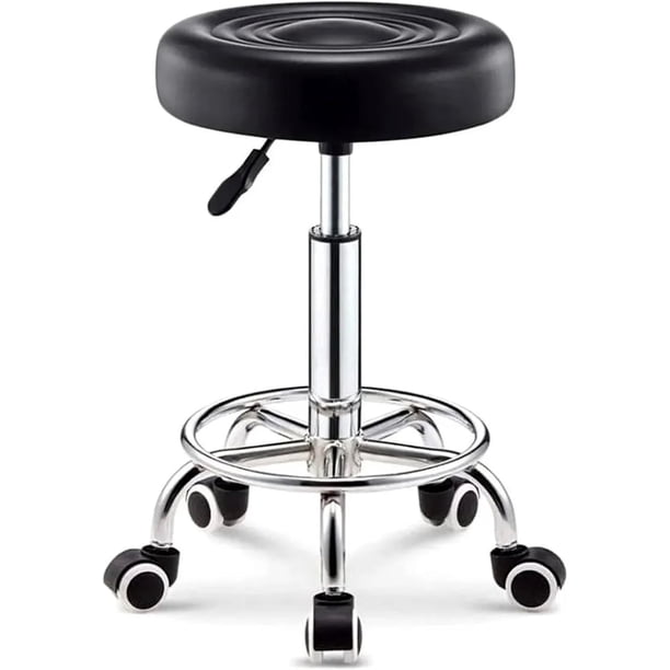 Banco Multifuncional Taburete Giratorio Aciento De Espuma Suave con Ruedas Redondo Banco De Trabajo Silla Giratoria con Reposapiés De Altura Ajustable para Oficina Salón SPA Tatuajes
