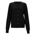thumbnail image 4 of Women Cardigan Sweater Long Sleeve Knit Crew Neck Button Up Fall Sweaters Open Front Black Layering Top Womens Fall Clothes, 4 of 5