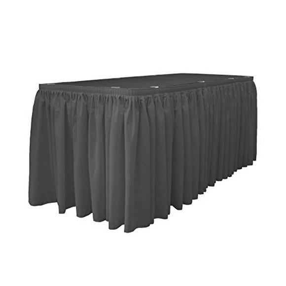 LA Linen SKT_Pop_17x29_10Lclips_CharcoalP34 LA Linen Polyester Poplin Table Skirt 17-Foot by 29-Inch Long with 10 L-Clips, Charcoal