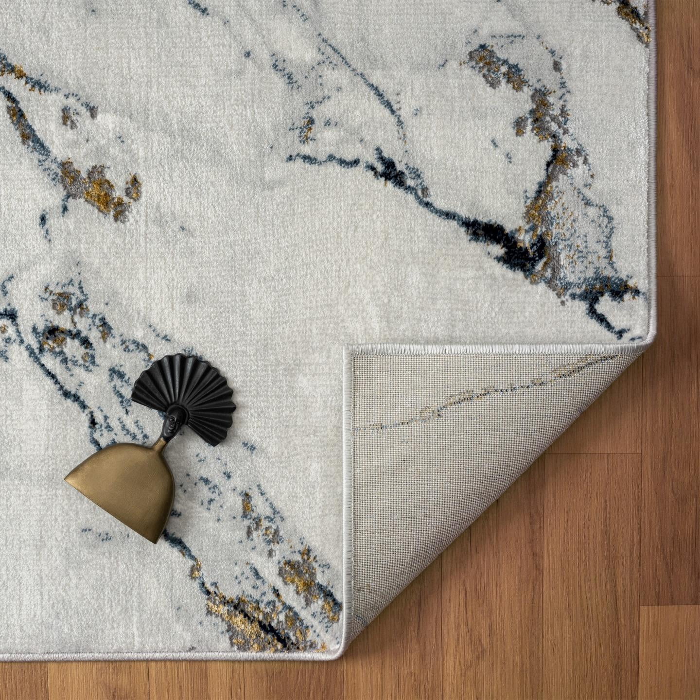 Luxe Weavers Abstract Marble Patterned Area Rug, Indoor Carpet for Living Rooms 9x12 - Blue