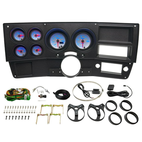 GlowShift | 1973-1987 3rd Generation Chevrolet C10 Dash Panel with White 7 Color Series 6 Gauge Diesel Set