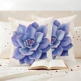 thumbnail image 3 of Blue Purple Flower Outdoor Waterproof Pillow Covers, Succulents Ferns Abstract Watercolor Decorative Square Throw Pillowcase Sofa Cushion Sham for Patio/Couch/Chair, 18"x18" 2 Pack, 3 of 8