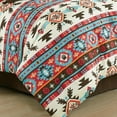 thumbnail image 5 of Chezmoi Collection Sanse 7-Piece Southwestern Geometric Motif Comforter Set, Multicolor Red Brown Blue Cream Printed Washed Microfiber Bedding, Full, 5 of 9