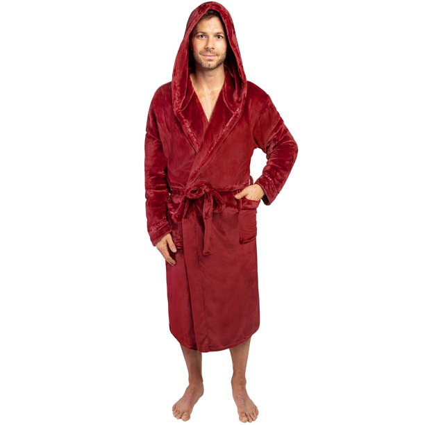 PAVILIA Mens Robe, Hooded Soft Robe for Men, Warm Bathrobe with Hood